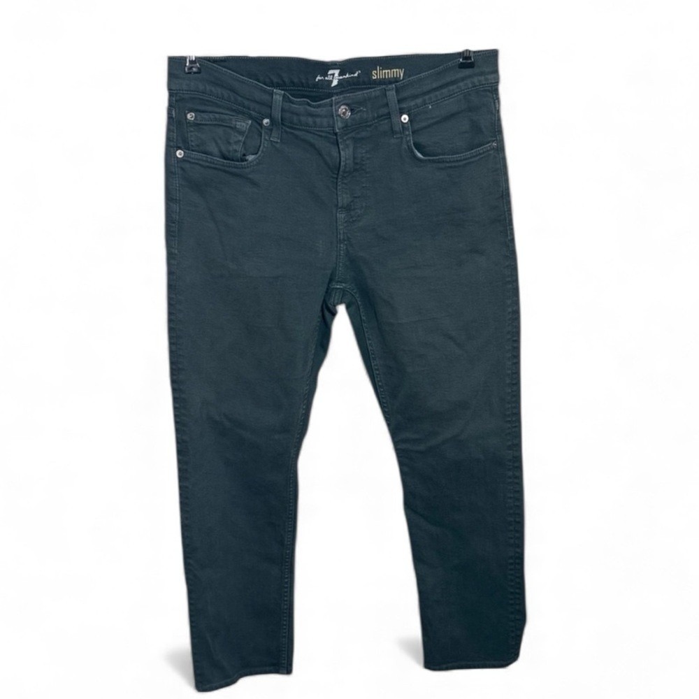 7 For All Mankind Slimmy Jeans Mens 32 Dark Forest Green Slim Straight Denim